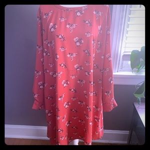 LOFT coral/salmon colored plus floral dress